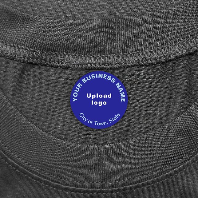 Business Brand on Blue Round Iron On Label (Blue round iron on label with your business brand)