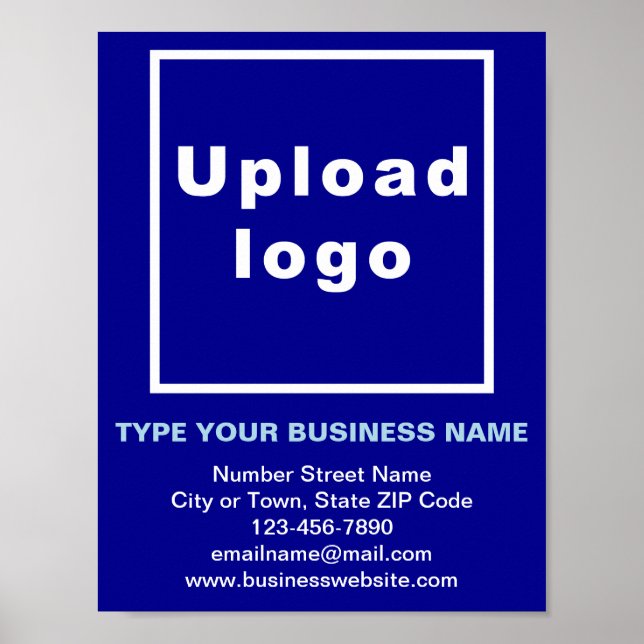 Business Brand on Blue Small Poster (Front)