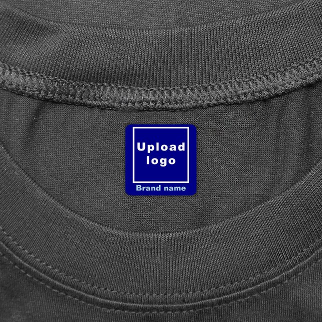 Business Brand on Blue Square Clothing Label (Blue square clothing label with your business brand)