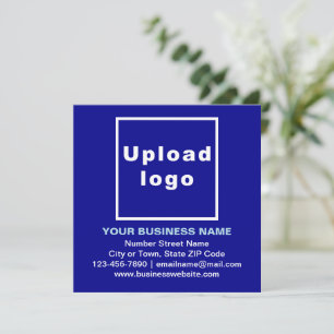 Business Brand on Blue Square Flat Note Card