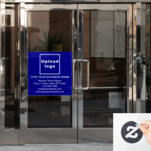 Business Brand on Blue Square Window Cling