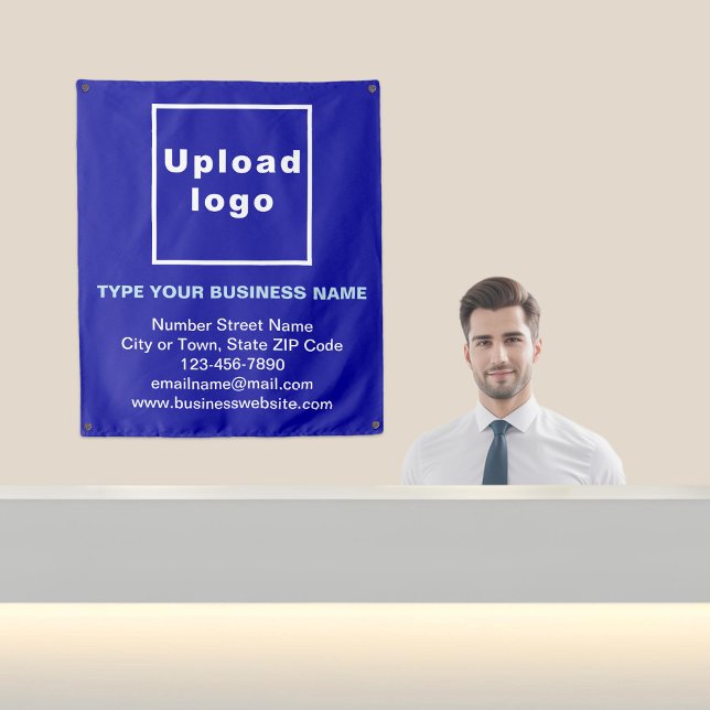 Business Brand on Blue Tapestry (Business brand on blue tapestry in reception.)