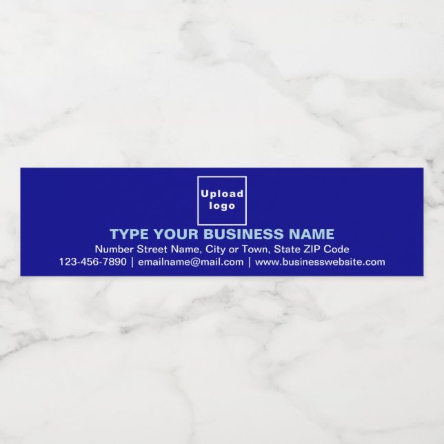 Business Brand on Blue Water Bottle Label (Single Label)