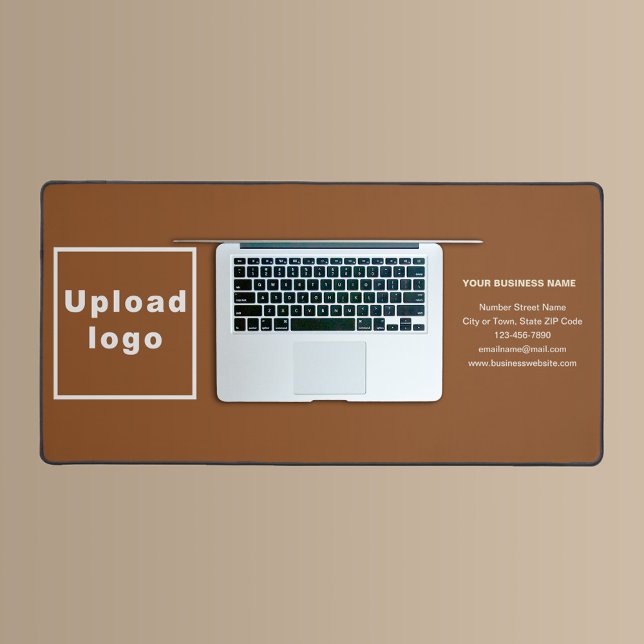 Business Brand on Brown Desk Mat (Build brand name awareness. Your business brand on brown desk mat.)