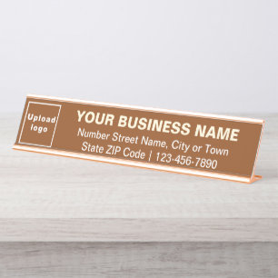 Business Brand on Brown Long Desk Name Plate