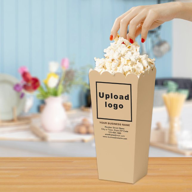 Business Brand on Brown Popcorn Box (Business brand on light brown popcorn box)