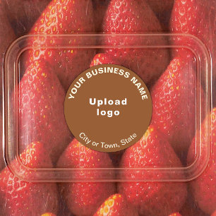 Business Brand on Brown Round Adhesive Label