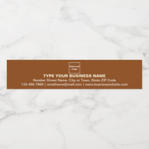Business Brand on Brown Slim Water Bottle Label