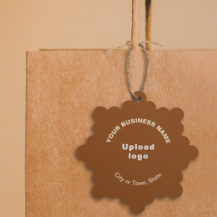 Business Brand on Brown Snowflake Shape Paper Tree Decoration Card