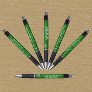 Business Brand on Green Barrel of Pen
