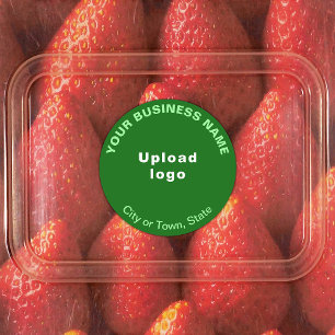 Business Brand on Green Round Adhesive Label