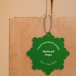Business Brand on Green Snowflake Shape Paper Tree Decoration Card