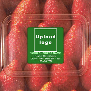 Business Brand on Green Square Adhesive Labels