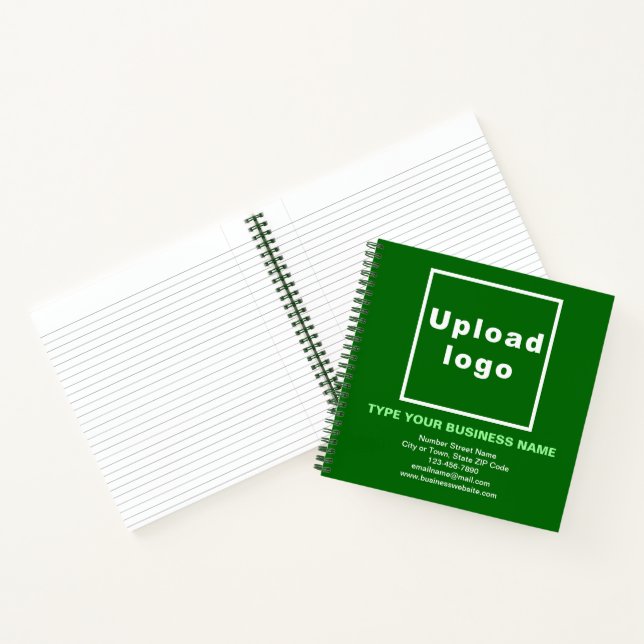 Business Brand on Green Square Spiral Notebook (Inside)