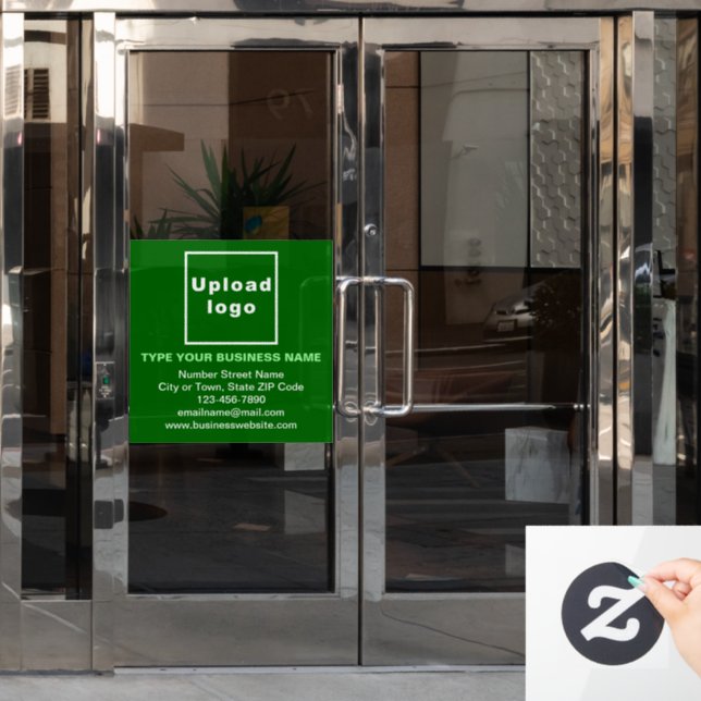 Business Brand on Green Square Window Cling (Office Door)