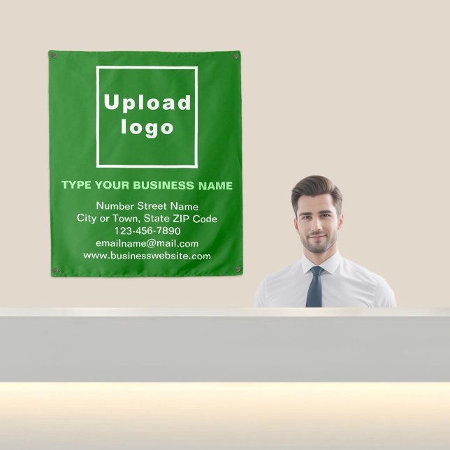 Business Brand on Green Tapestry (Business brand on green tapestry in reception.)