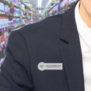 Business Brand on Grey Badge Shape Name Tag