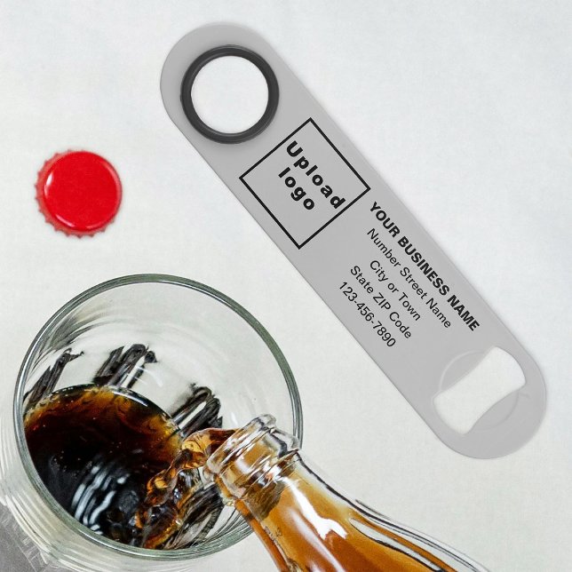 Business Brand on Grey Bottle Opener (Build brand name awareness. Your business brand on gray long bottle opener.)