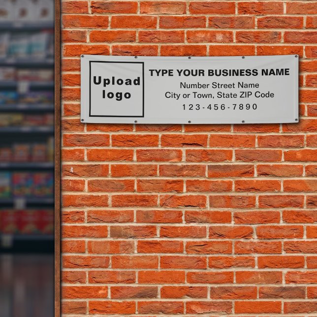 Business Brand on Grey Long Banner (Gray long banner with your business brand)