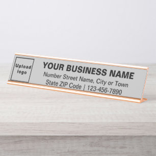 Business Brand on Grey Long Desk Name Plate