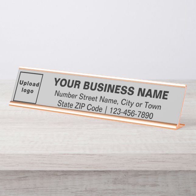 Business Brand on Grey Long Desk Name Plate (Front)
