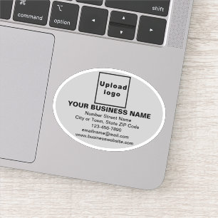 Business Brand on Grey Oval Shape Vinyl Sticker