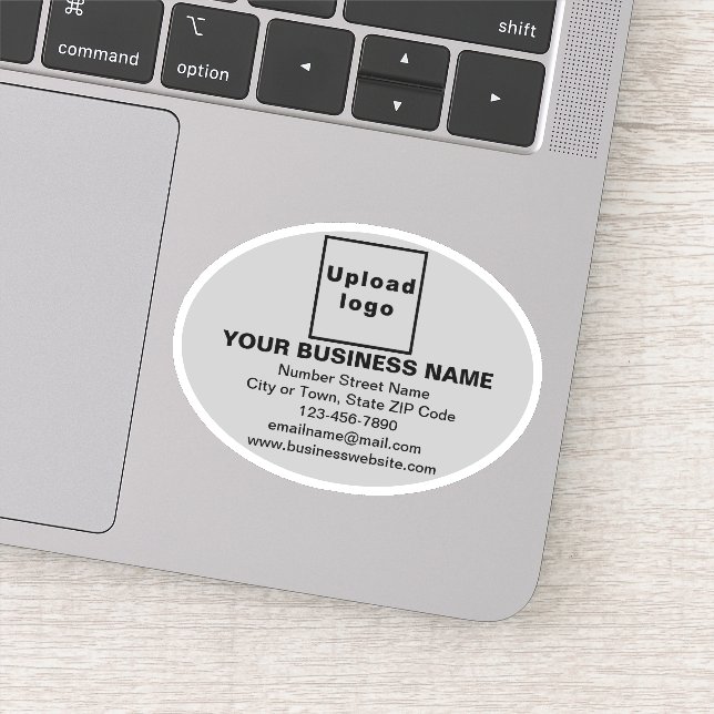 Business Brand on Grey Oval Shape Vinyl Sticker (Detail)