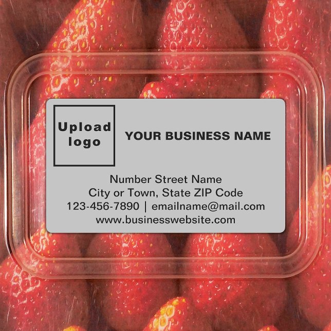 Business Brand on Grey Rectangle Label (Gray rectangle adhesive label with your business brand)