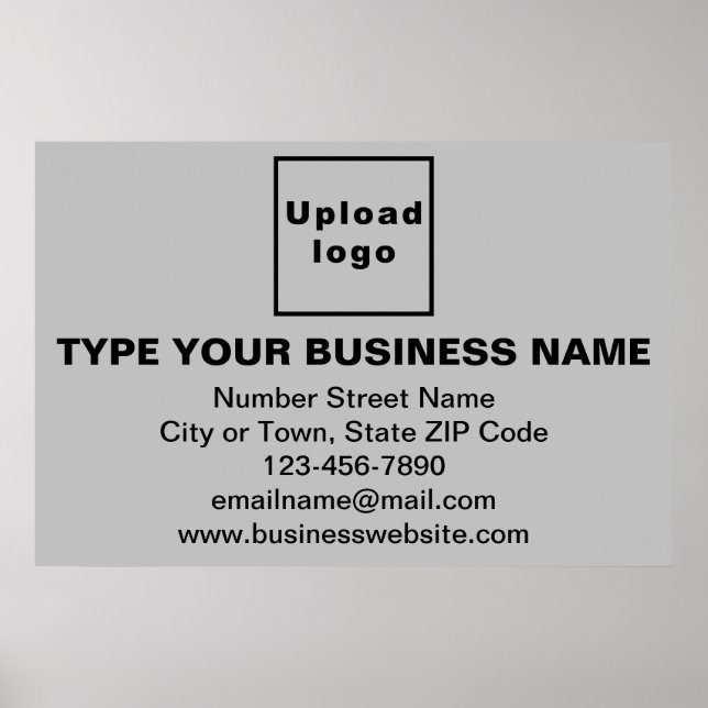 Business Brand on Grey Rectangle Poster (Front)