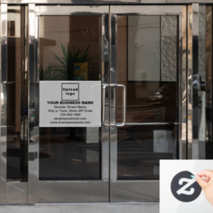 Business Brand on Grey Rectangle Window Cling