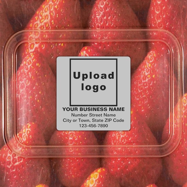 Business Brand on Grey Square Adhesive Labels (Gray square adhesive label with your business brand)