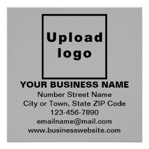 Business Brand on Grey Square Glossy Poster