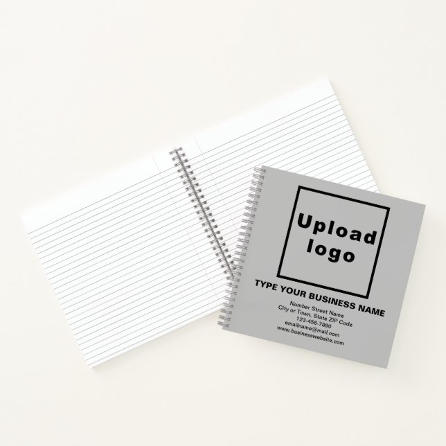 Business Brand on Grey Square Spiral Notebook (Inside)