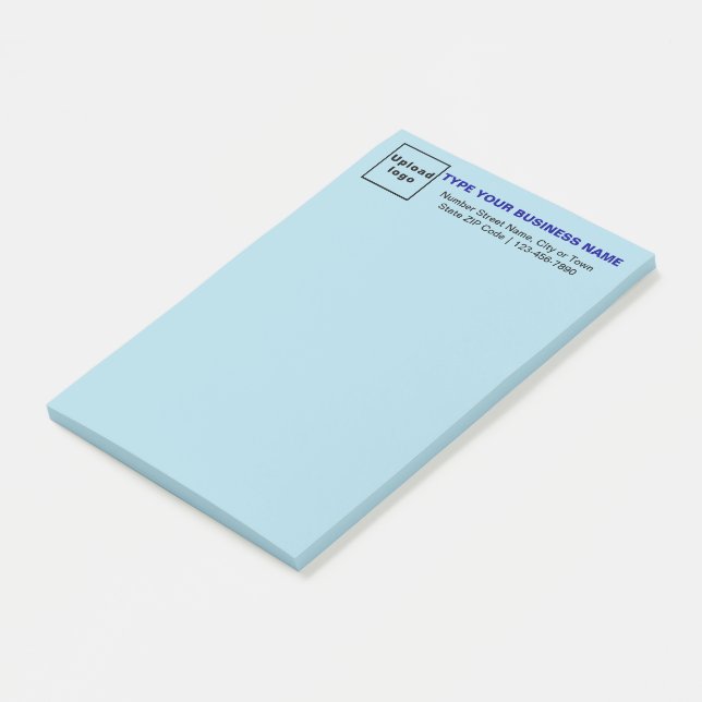 Business Brand on Heading of Light Blue Long Post-it Notes (Angled)