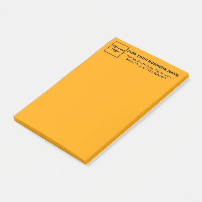 Business Brand on Heading of Orange Colour Long Post-it Notes (Angled)