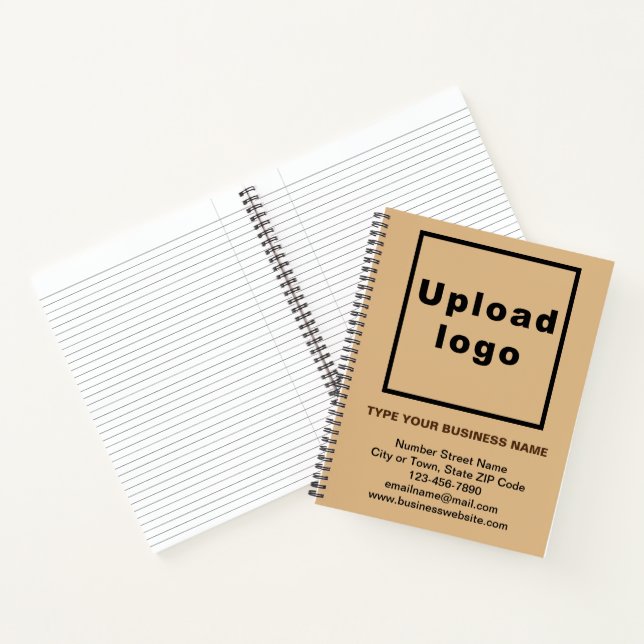Business Brand on Large Light Brown Spiral Notebook (Inside)