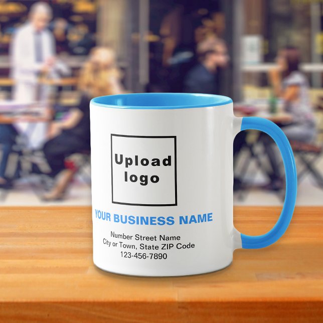 Business Brand on Light Blue Combo Mug (Build brand name awareness. Your business brand on light blue combo mug.)