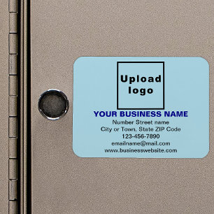 Business Brand on Light Blue Rectangle Flexible Magnet