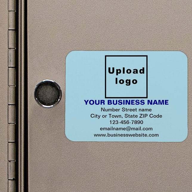 Business Brand on Light Blue Rectangle Flexible Magnet (Your business brand on light blue rectangle flexible magnet as marketing material.)