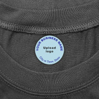 Business Brand on Light Blue Round Iron On Label