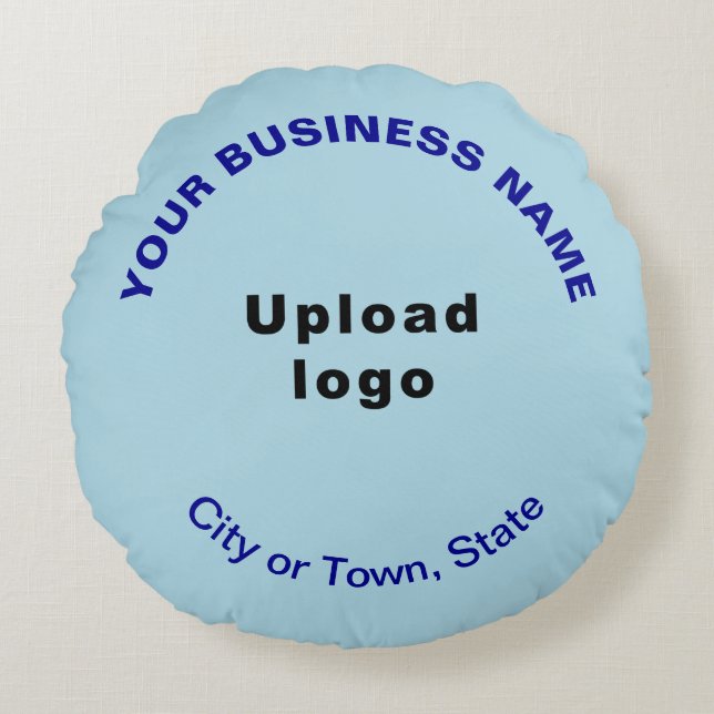 Business Brand on Light Blue Round Throw Pillow (Front)