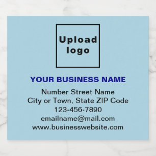 Business Brand on Light Blue Sparkling Wine Label