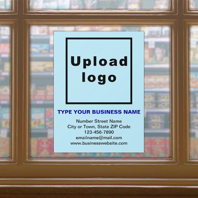 Business Brand on Light Blue Window Cling (Build brand name awareness. Your business brand on light blue window cling.)