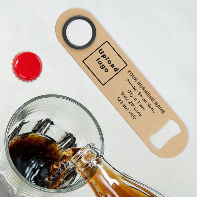 Business Brand on Light Brown Bottle Opener (Build brand name awareness. Your business brand on brown long bottle opener.)
