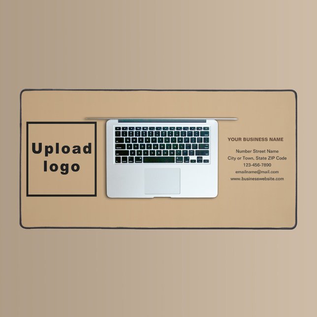 Business Brand on Light Brown Desk Mat (Build brand name awareness. Your business brand on light brown desk mat.)