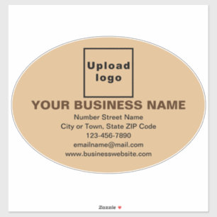 Business Brand on Light Brown Large Oval Vinyl