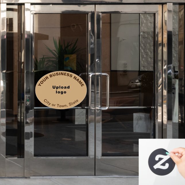 Business Brand on Light Brown Oval Shape (Office Door)