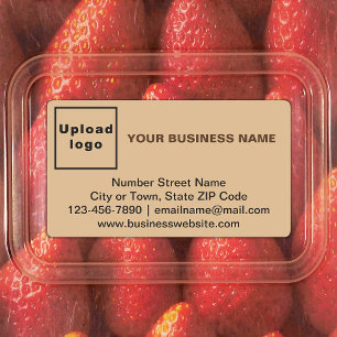 Business Brand on Light Brown Rectangle Label