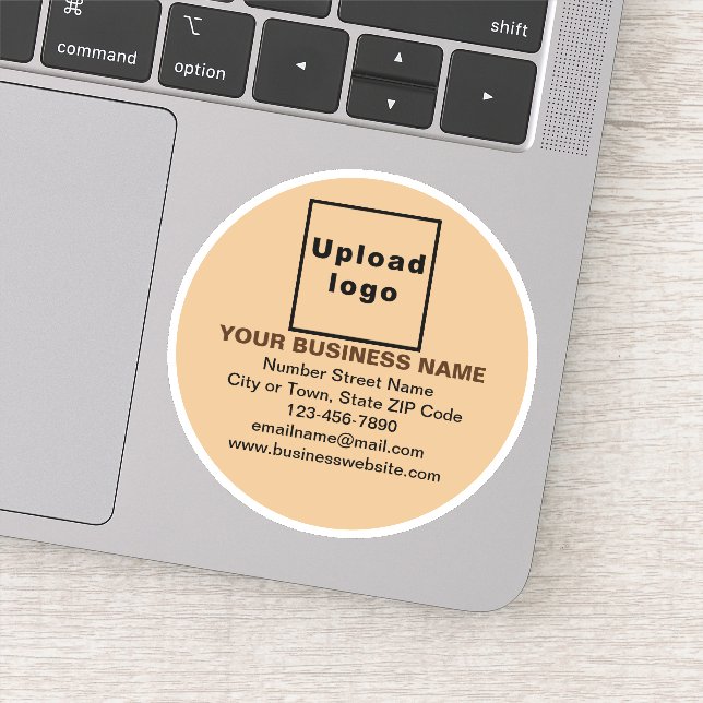 Business Brand on Light Brown Round Vinyl Sticker (Detail)