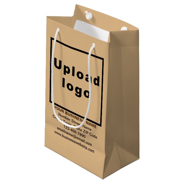 Business Brand on Light Brown Small Size Gift Bag (Front Angled)